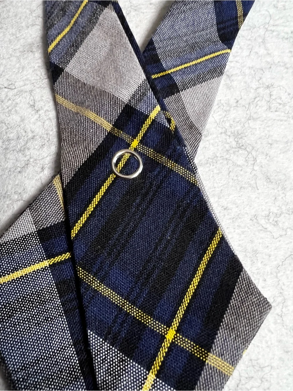 New Tie Cross Over Girl Adjustable Blue Gold Plaid #57 School Uniform Made In US